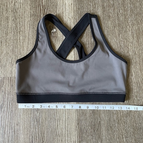 Sleek Gray and Black Sports Bra - Picture 1 of 4